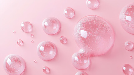 Pink Collagen bubbles Drops pink serum cream lotion drop into skin cells&nbsp;bubbles texture  background