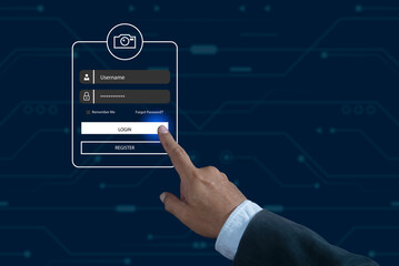 Cybersecurity and privacy concepts to protect data. Login, User, identification information security and encryption, network security technology. protecting personal data virtual interfaces.