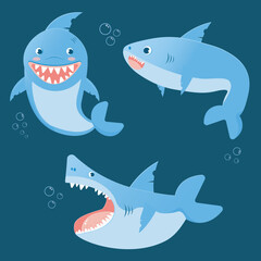 Cartoon Sharks vector set