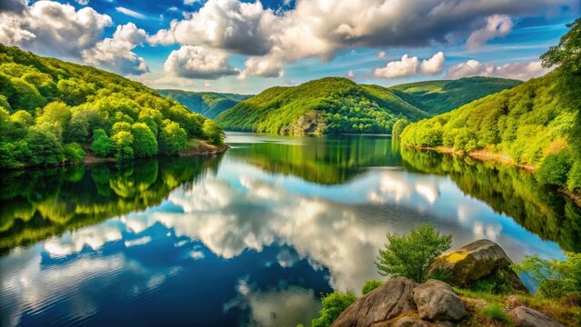 Discover magnificent portrait photography at Lake Rursee, embraced by Eifel National Park's stunning natural landscapes, creating a harmonious connection with the breathtaking surroundings.
