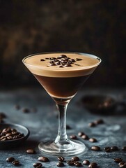 espresso martini with coffee beans