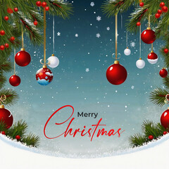 Merry christmas realistic banner design