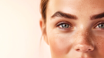 Naklejka premium Young Woman with Forehead Wrinkles, Showing Signs of Expression..