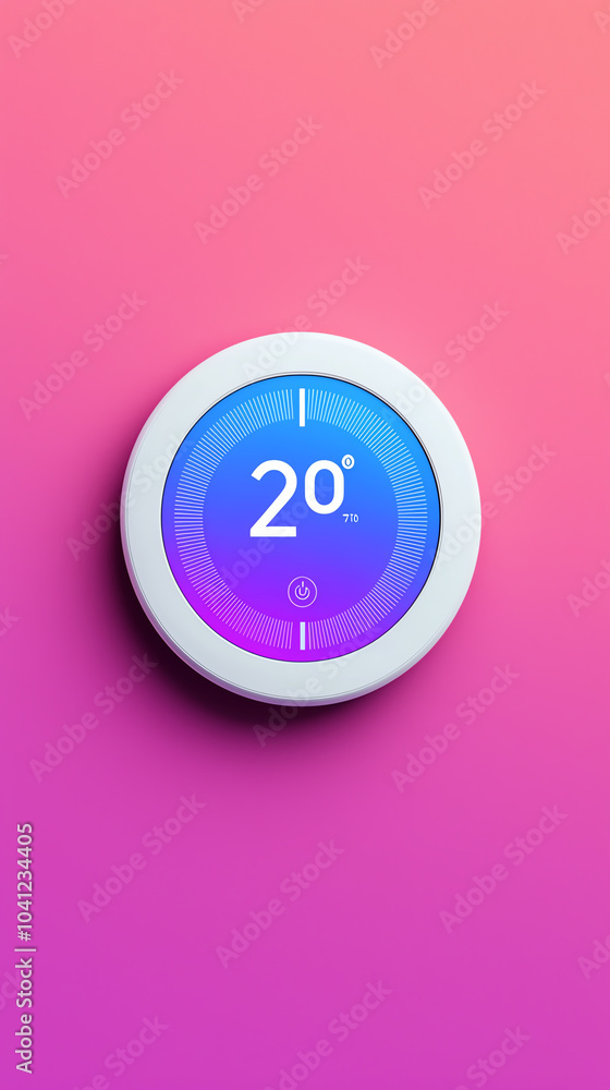 Poster smart thermostat display with modern design and adjustable temperature settings