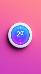 Smart thermostat display with modern design and adjustable temperature settings