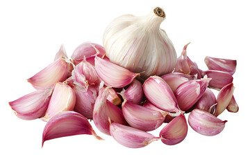 Garlic isolated on white or transparent background.