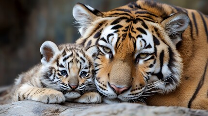 Obraz premium 様々な野生動物の母と子供