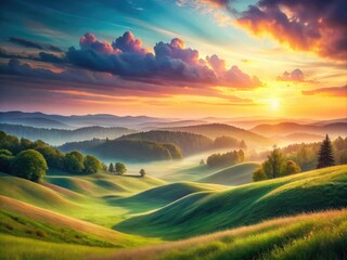 Fototapeta premium Dreamy Pastel Landscape for Relaxation and Creativity Inspiration