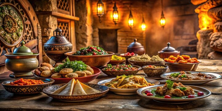 Drawing inspiration from the Moon Temple&acirc;&euro;&trade;s five pillars in Marib, this food photography presents vibrant textures and colors that celebrate culinary artistry and cultural heritage.