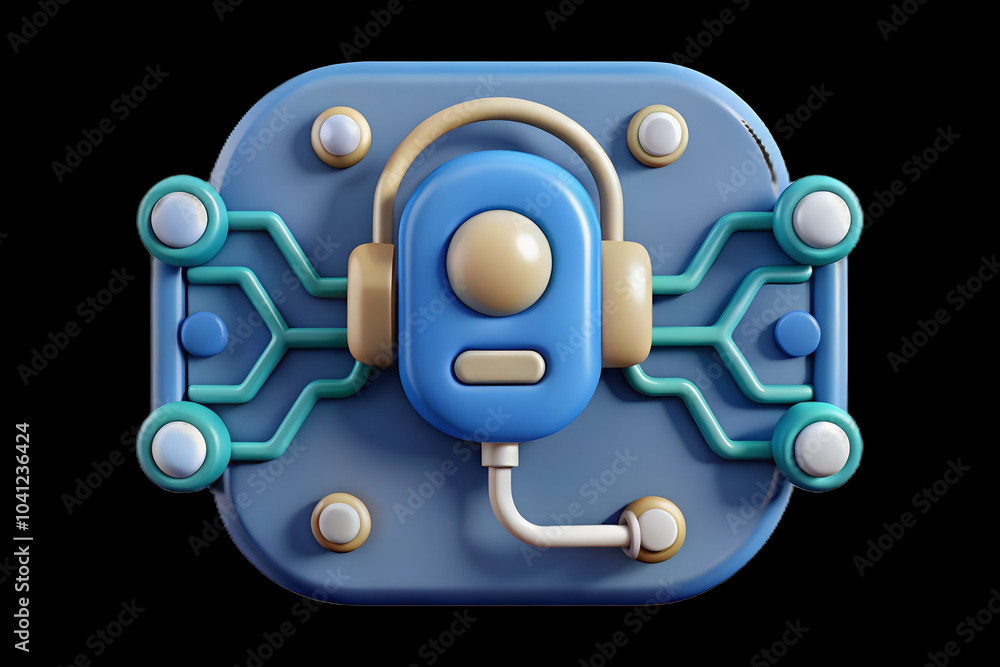 Poster macro photograph circuit board headset customer support symbol technology ai customer service ample 