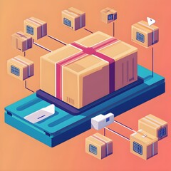 Fototapeta premium Online Shopping Package Delivery Mobile App Tracking Order Shipping Logistics