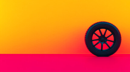 Dramatic Flat Tire on Bright Background