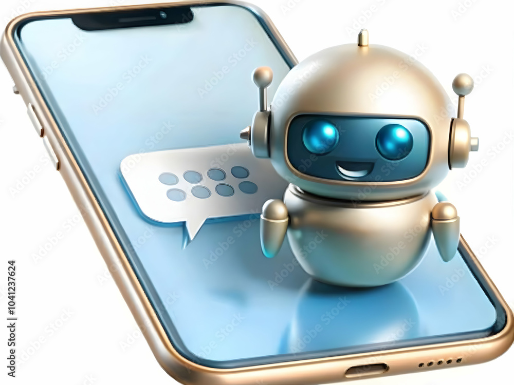 Poster close up smartphone ai chatbot conversation macro shot mobile customer support solutions ample copy 