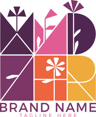 Fototapeta premium Illustration of wildflower concept fashion logo design template.Generative AI.