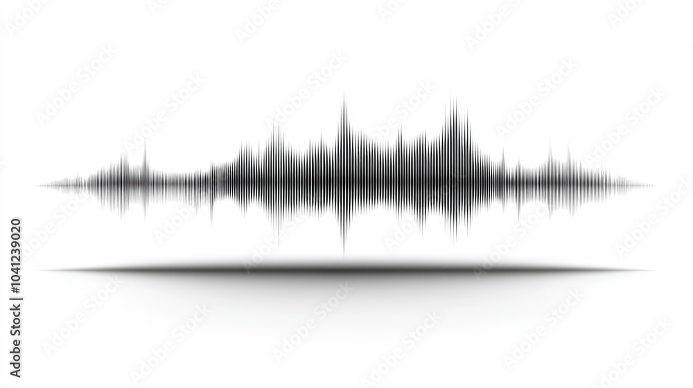 Poster monochrome sound wave equalizer with clean lines and elegant design, isolated on a white backdrop.