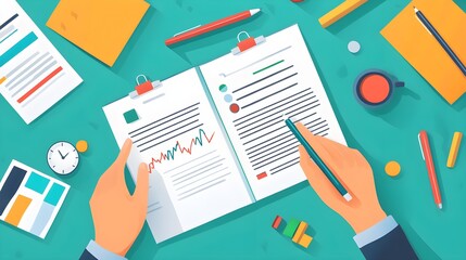 Businessman analyzing financial data report