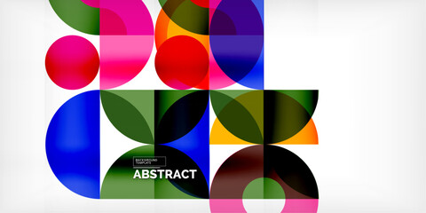 Obraz premium Minimal geometric abstract background. Circle square and triangle design. Trendy techno business template for wallpaper, banner, background or landing