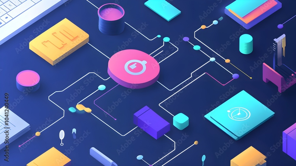 Poster Abstract Isometric Network Connection with Clock Icon