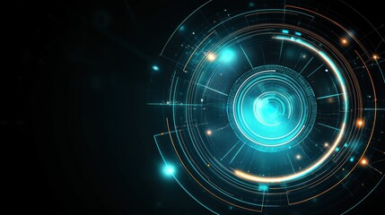 Fototapeta premium Futuristic digital abstract background featuring glowing circles and lines, perfect for technology and science themes.