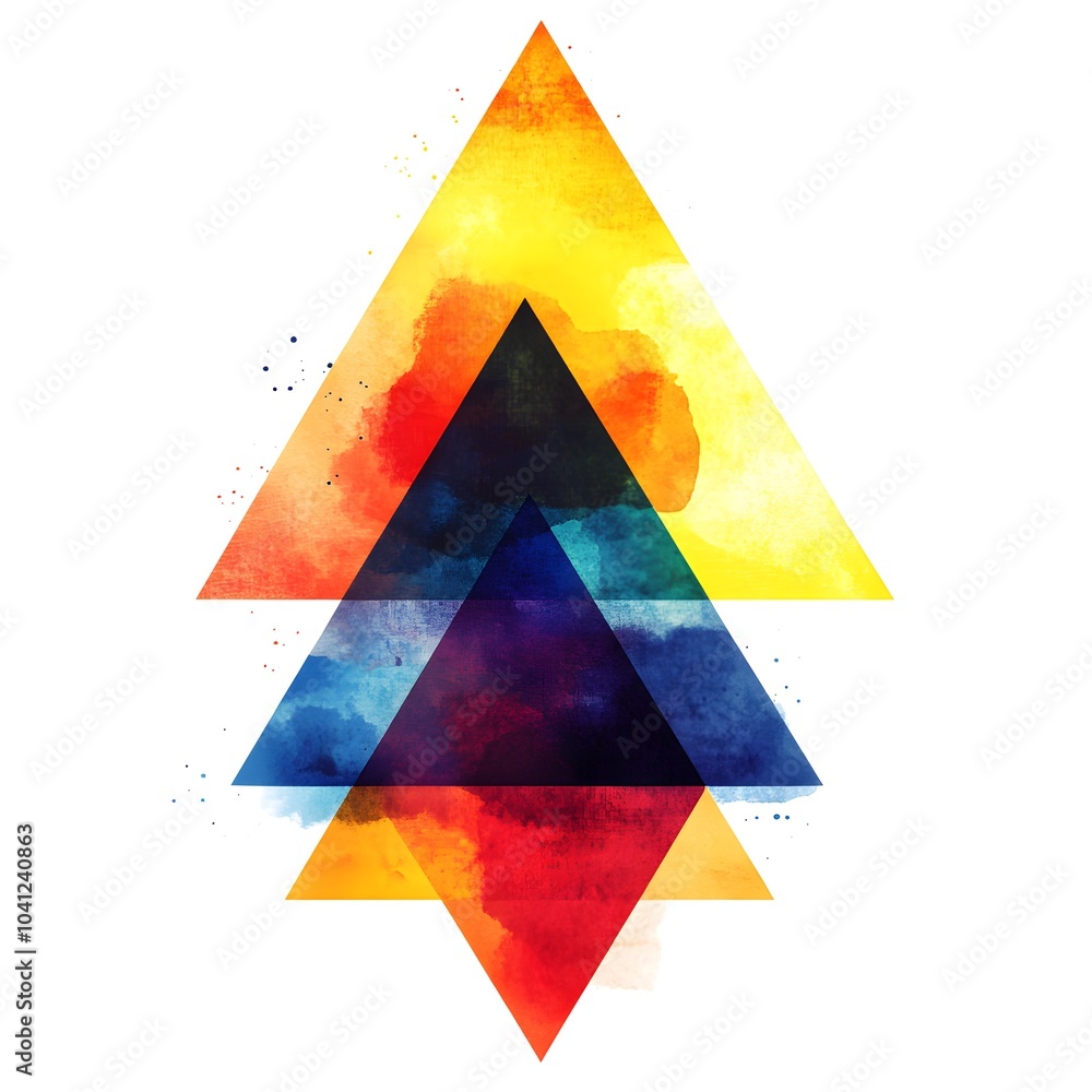 Poster abstract watercolor triangle pattern geometric shapes colorful design