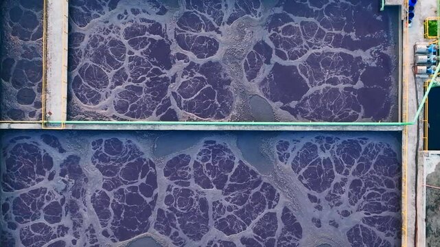 Wastewater Recycling and Treatment Industrial ETP Plant Aerial Video,Aeration,  Filtration ETP Operations