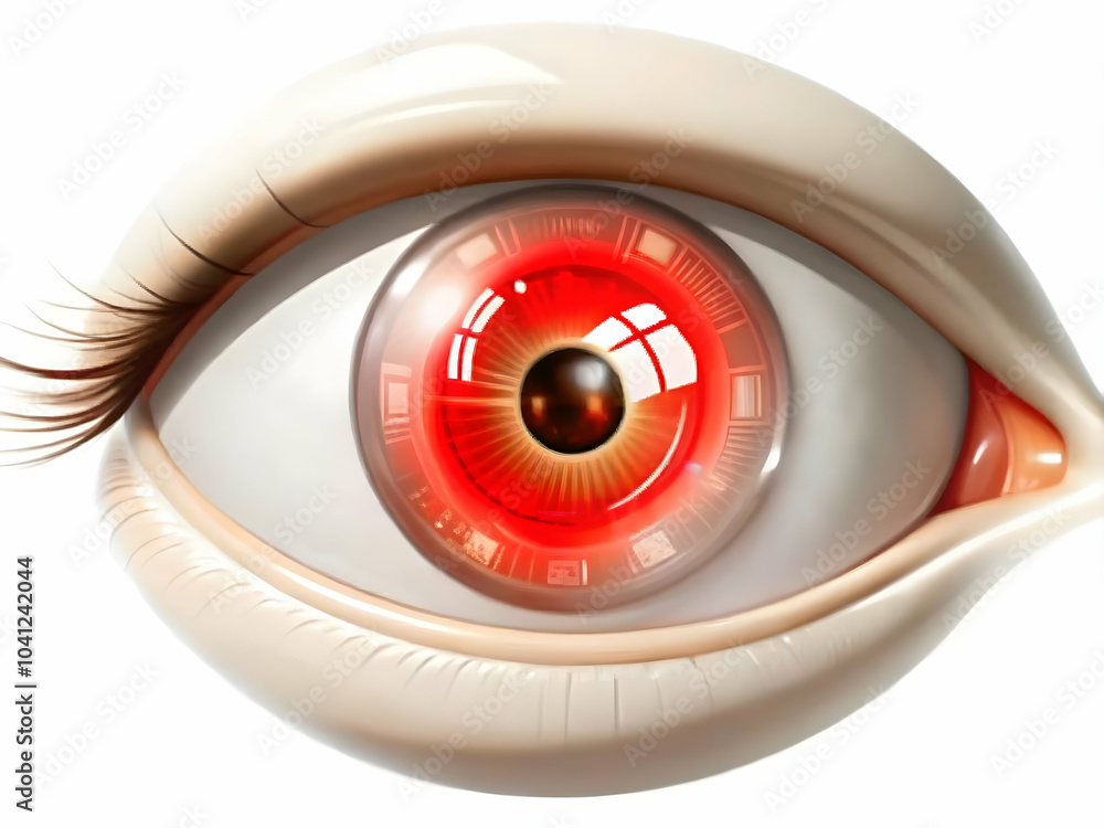 Poster close up of ai chatbot interface reflected in human eye macro shot symbolizing human interaction wit