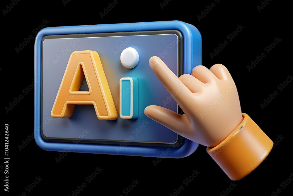 Poster close up ai text touch screen finger interaction macro shot user engagement ai technology customer s