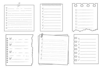 Set To do check list page doodle blank. Reminder, memo note hand drawn isolated on white. Pencil planner, notepad, sheet. 