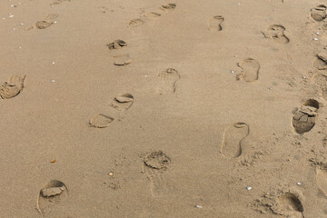 human footprints on the sand