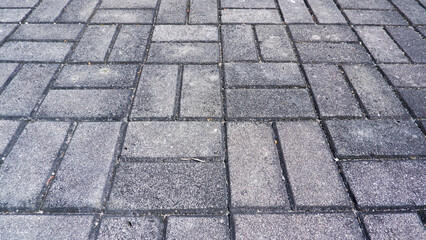 Perspective View Near The Beach Of Old Square Stones In Gray Color, With Opposite Arrangement Pattern