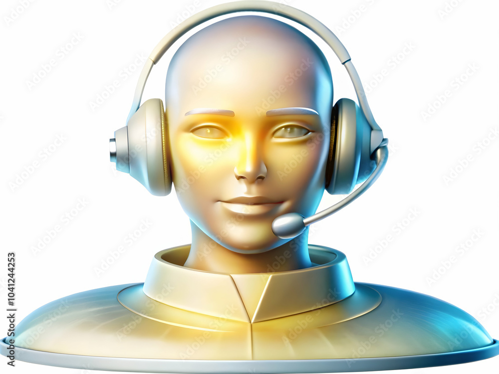 Poster close up ai hologram customer support headset macro image futuristic integration ai customer service