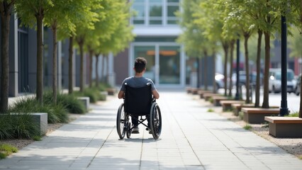 Naklejka premium Accessible City Walkway for Wheelchair Users
