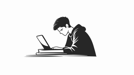Black and white flat illustration of a student.