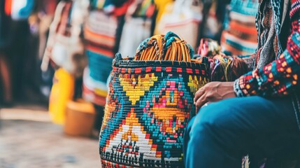 Naklejka premium A detailed shot of a craftsman weaving a traditional South African basket, showcasing Heritage Day celebrations through artistry and heritage.