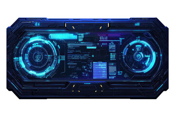Fototapeta premium Futuristic digital interface display with glowing blue elements, conveying technology and innovation in a high-tech, sci-fi design.
