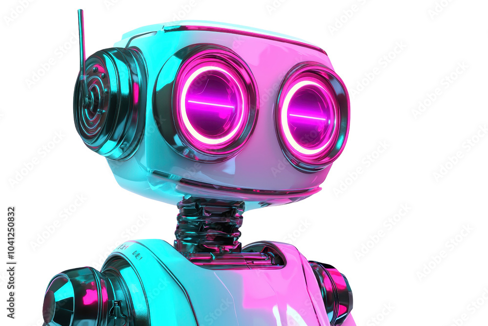 Aufkleber futuristic robot with vibrant lights and sleek design, showcasing advanced technology and innovation