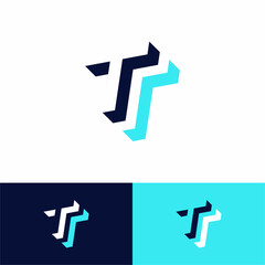 Letter T and T in Whitespace Monogram Logo Design Vector