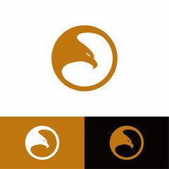 Eagle Head in The Circle Logo Design Vector