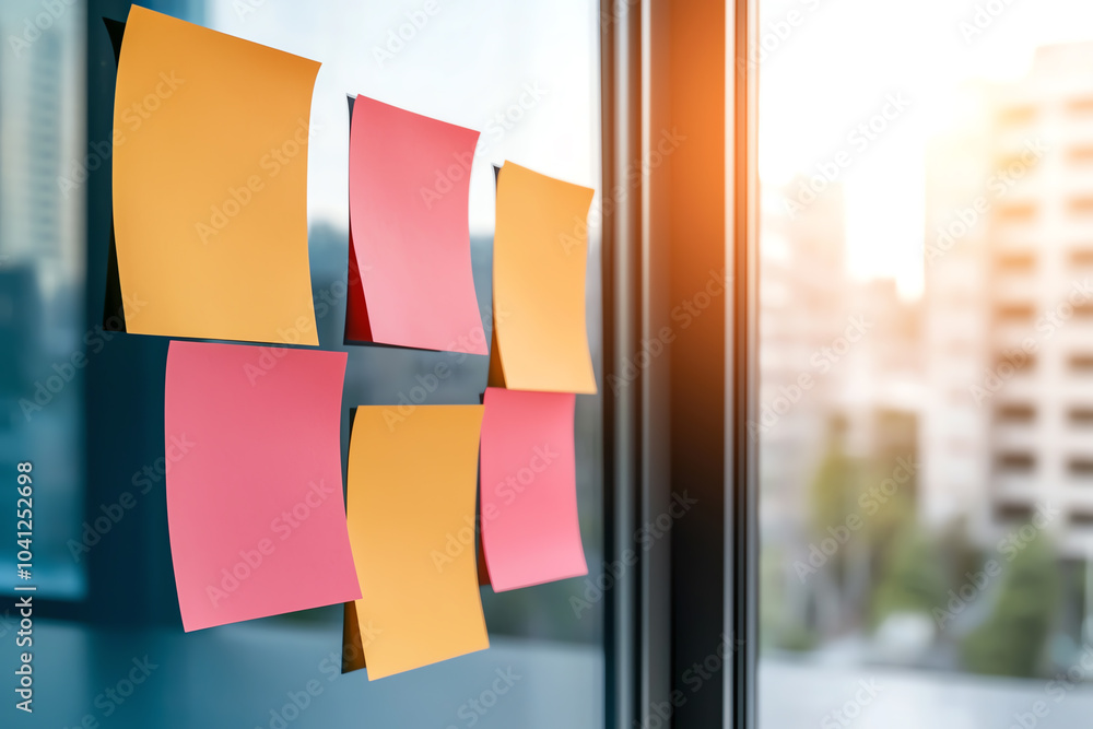 Aufkleber creative workspace with colorful sticky notes for brainstorming and project planning