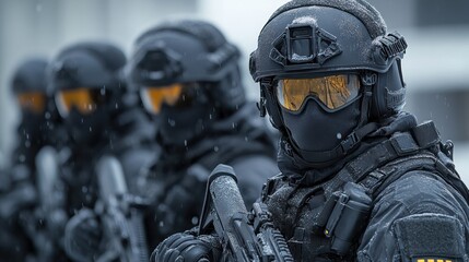 Fototapeta premium Sustainable development in police equipment, focusing on eco-friendly materials and energy-efficient technology