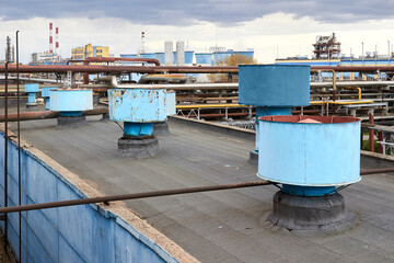 Air roof exhaust ventilation fan system of industrial large petrochemical workshop production...