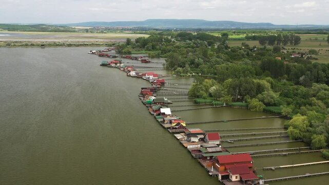 a view of the bokod floating village from above