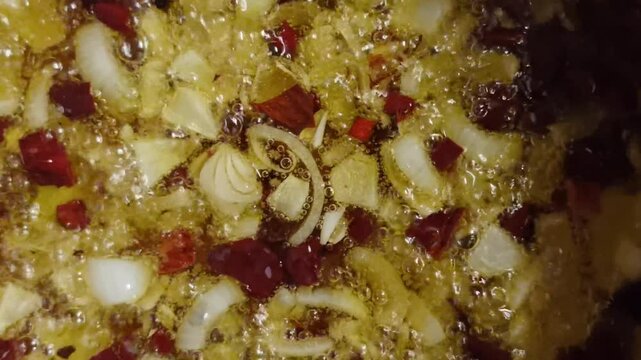 FRIED ONIONS AND CHILI PEPPER