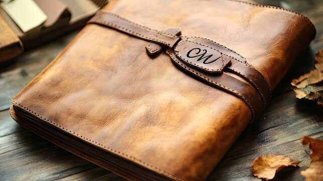 Personalized Brown Leather Bound Journal with Initials