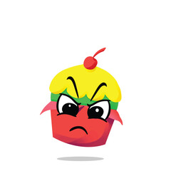 angry cupcake mascot illustrations character design. new year, anniversary birthday and celebration concept. decorations and event themes