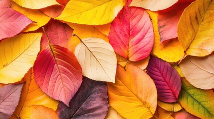 Fototapeta premium Vibrant Autumn Leaves in Overhead Shot