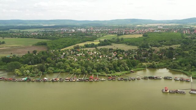 a view of the bokod floating village from above