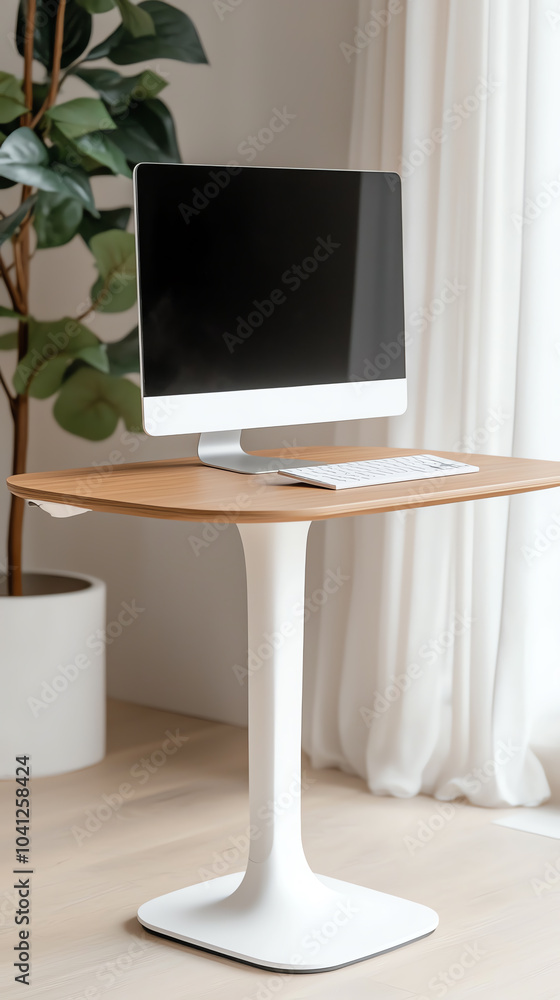Poster modern workspace setup with sleek computer and minimalist desk design
