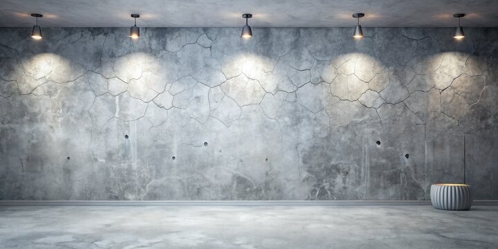 Empty Room Mockup with Gray Wall and Concrete Floor - Loft Design Concept Background