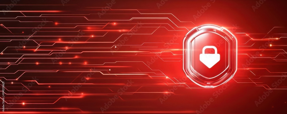 Aufkleber a digital image featuring a glowing red background with a padlock symbol, representing cybersecurity